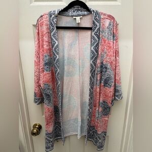 Westbound Red and Blue Gray Patterned Cardigan